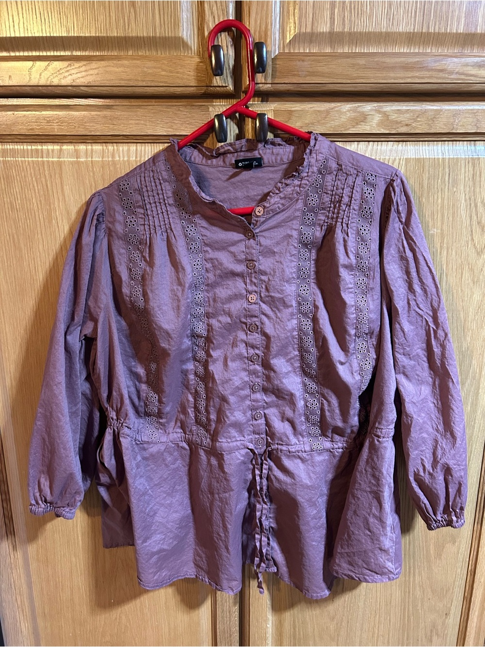 torrid Dusty Rose Button-Down Eyelet Blouse